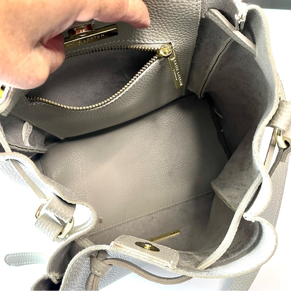 Katie Loxton London Gray Faux Leather Chloe Bucket Bag Shoulder Bag - Picture 8 of 10
